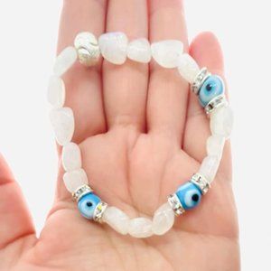 925 SS moonstone evil eye beaded bracelet